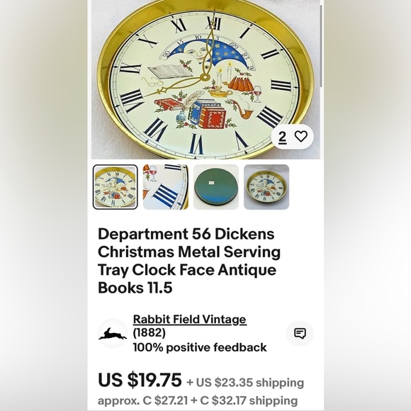 Vtg 80’s Department 56 metal serving tray for Christmas/New Year’s celebration - Picture 9 of 12